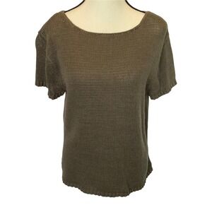 Eddie Bauer Women's Textured Knit‎ Short Sleeve Sweater T-Shirt Top Size XL Tall